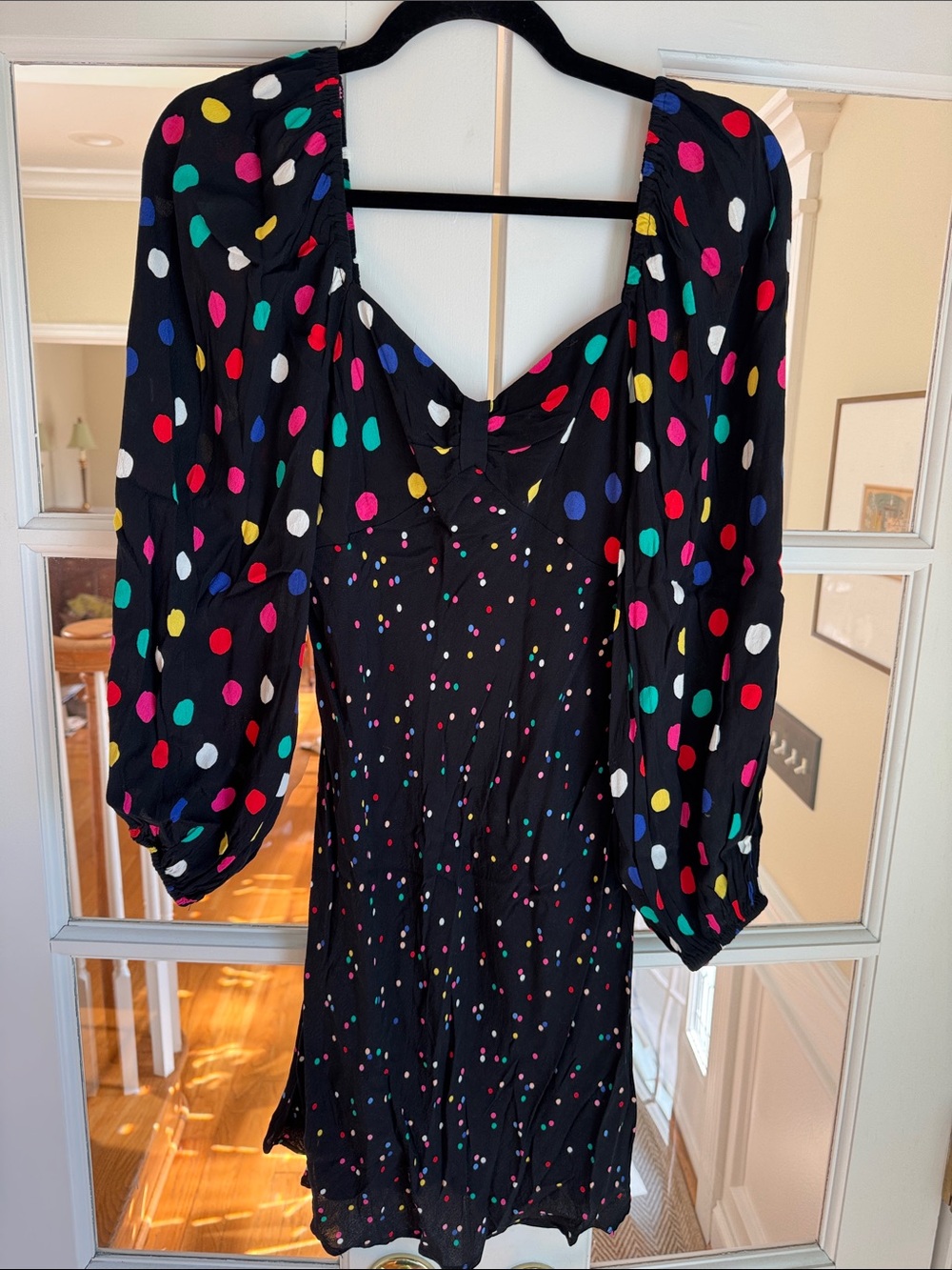 Rixo by Target - Black Polka Dot Mini Dress with Puff Sleeves